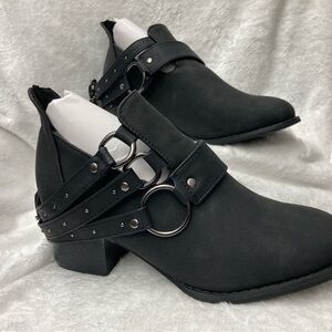 Chic Black Ankle Booties with Buckle Detail